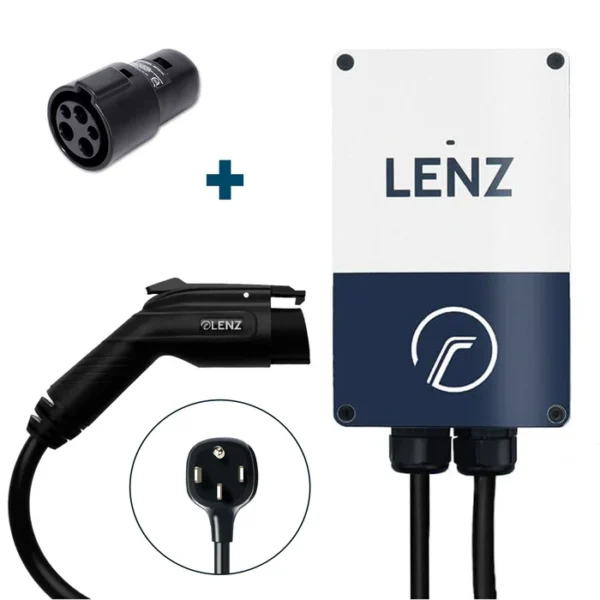 Home Charging Bundle (Charge either Tesla or non-Tesla EV): LENZ Level-2 40A Plugin Charger + J1772 to Tesla Adapter. Perfect combo for homes with Tesla and non-Tesla EVs.