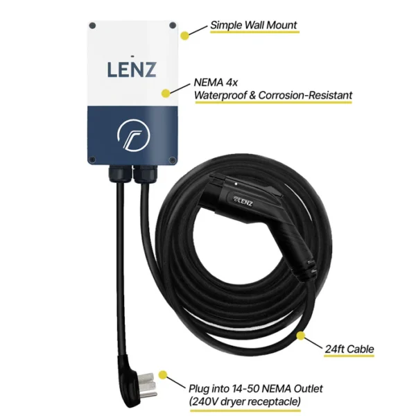 Home Charging Bundle (Charge either Tesla or non-Tesla EV): LENZ Level-2 40A Plugin Charger + J1772 to Tesla Adapter. Perfect combo for homes with Tesla and non-Tesla EVs. - Image 4